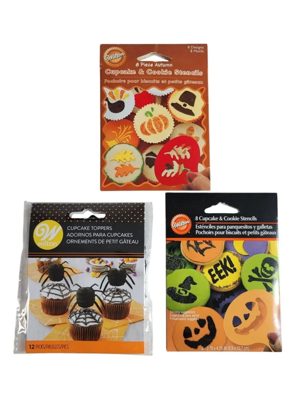 Wilton Halloween Thanksgiving Fall Cupcake & Cookie Stencils Topper Lot Of 3 NEW